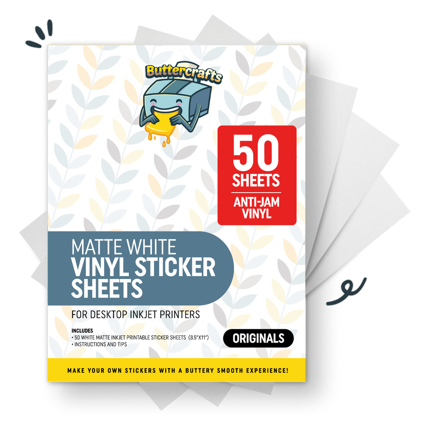 Printable Vinyl Sticker Paper for Inkjet Printer - Matte White