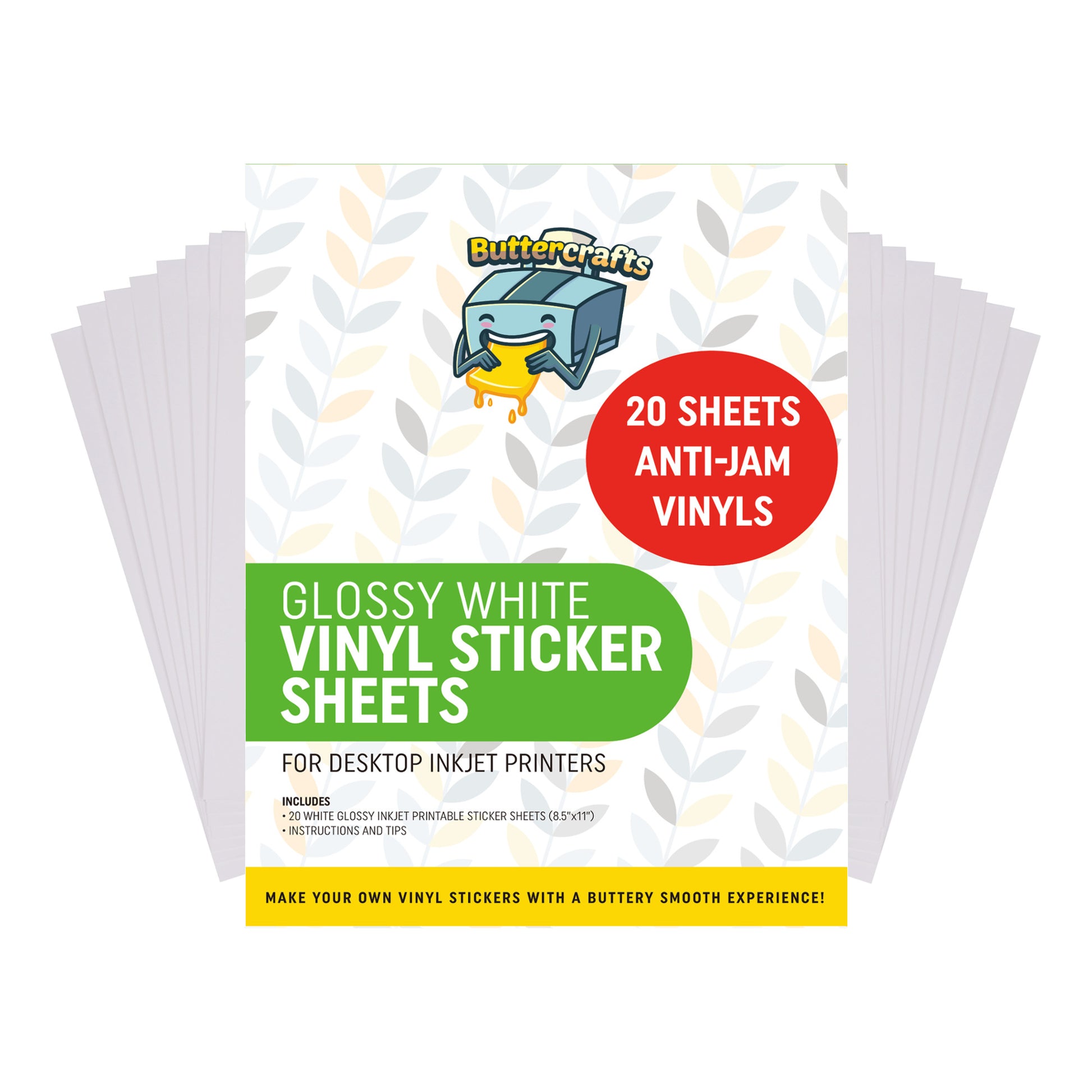Bulk 100 Printable Vinyl Sticker Paper Glossy White Waterproof Inkjet  Printer